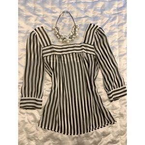Black & White Striped Sheer Blouse